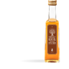 Photo of a glass bottle of olive oil