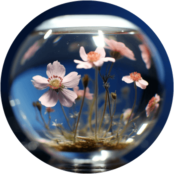 fishbowl with flowers inside
